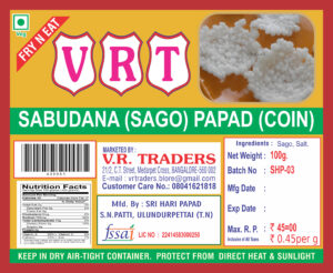 SABUDANA SAGO PAPAD COIN V R Traders